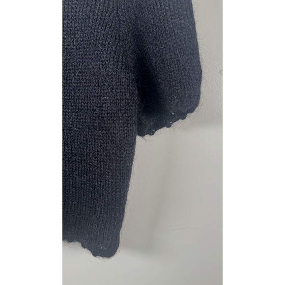 VINTAGE Susan Bristol floral applique cardigan black puff sleeves sweater Medium - Picture 5 of 7